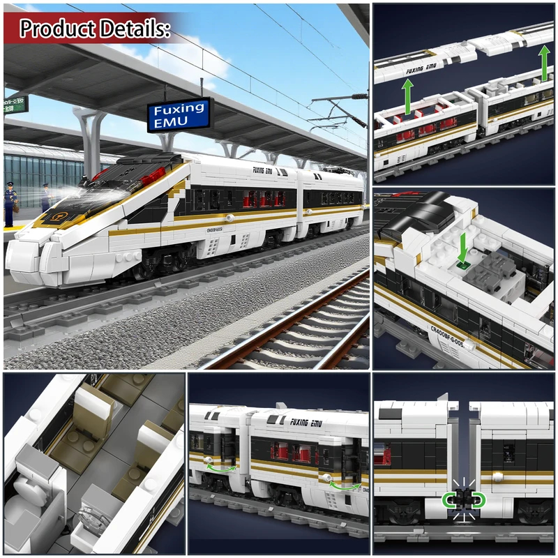 Interior Design Build - ชุดประกอบรถไฟความเร็วสูง 12015 จำนวน 2117 ชิ้น แบบจำลองรถไฟพร้อมรายละเอียดตกแต่งภายใน