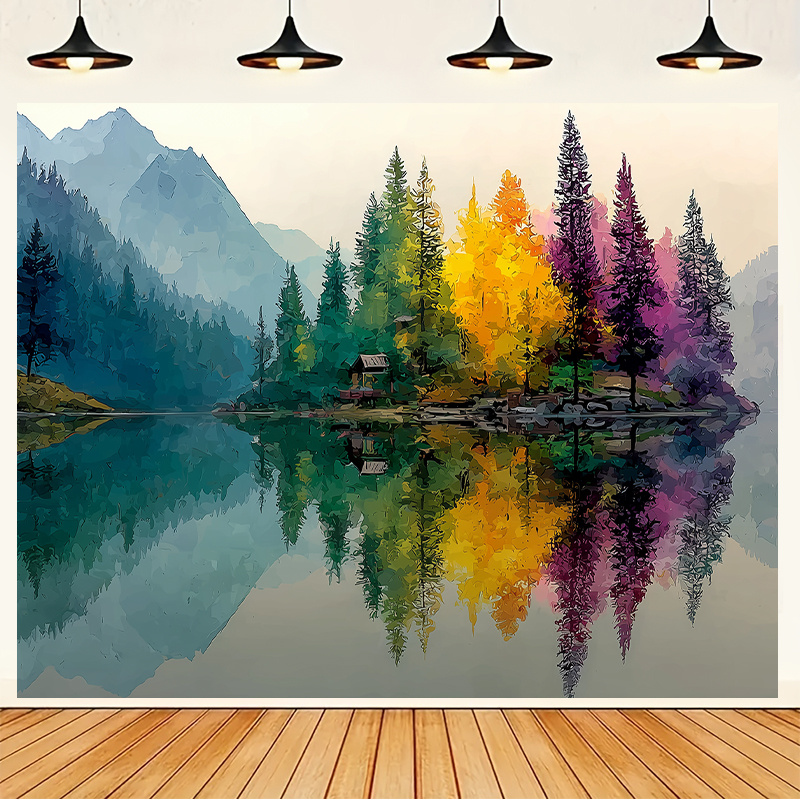ภาพจิตรกรรมฝาผนังทะเลสาบป่าที่ - Interior Design Landscape บทวิจารณ์และราคา