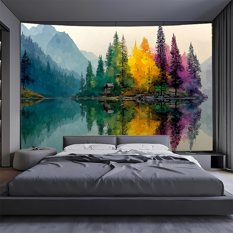 ภาพจิตรกรรมฝาผนังทะเลสาบป่าที่ - Interior Design Landscape บทวิจารณ์และราคา