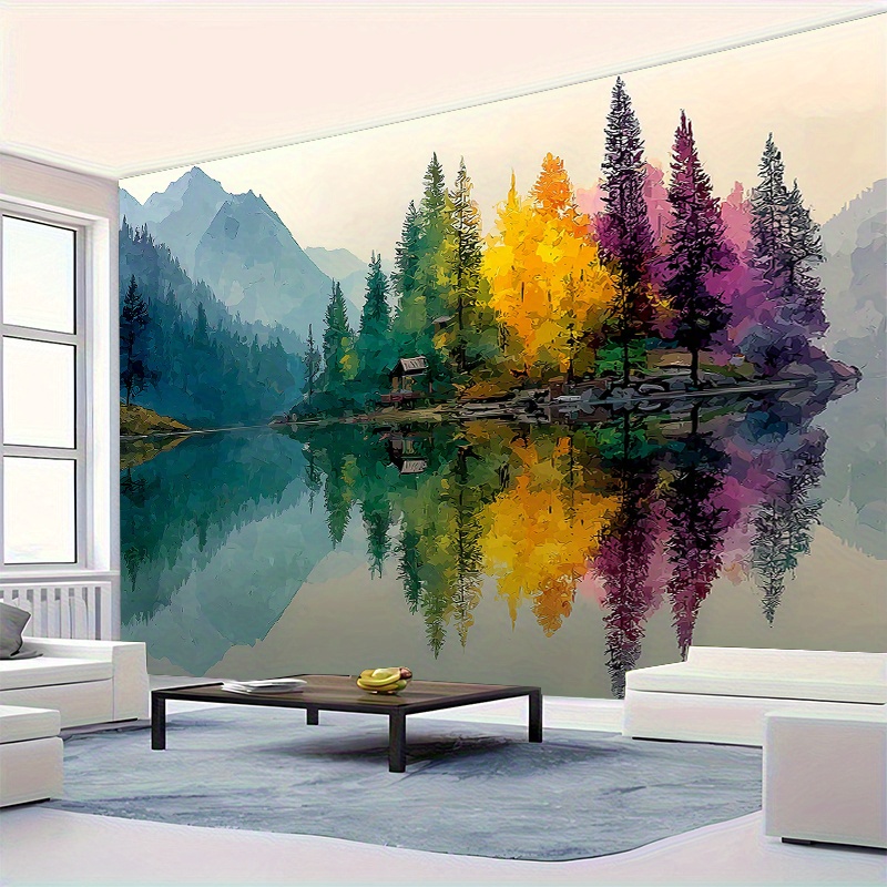ภาพจิตรกรรมฝาผนังทะเลสาบป่าที่ - Interior Design Landscape บทวิจารณ์และราคา