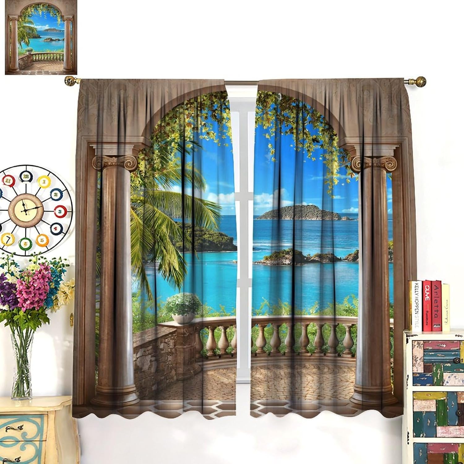 ม่านหน้าต่างลายวิวชายหาดเขตร้อ - Interior Design Youtube บทวิจารณ์และราคา