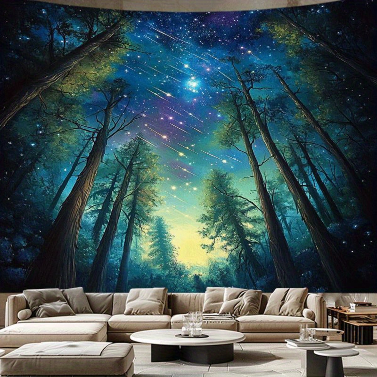 ผ้าแขวนผนังลายท้องฟ้าป่ากลางคื - Interior Design Landscape บทวิจารณ์และราคา