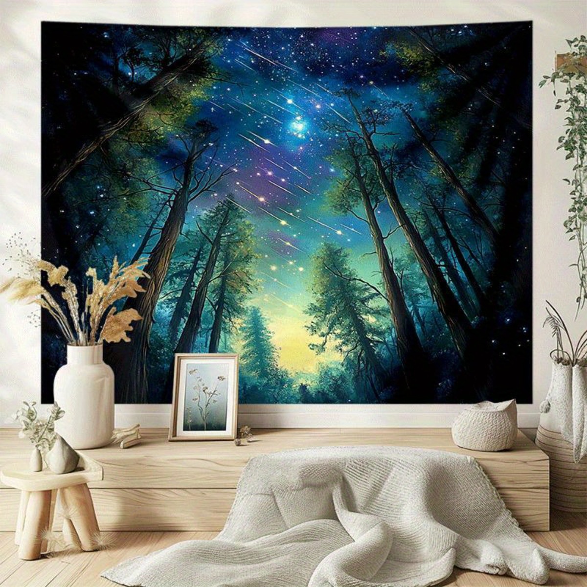 ผ้าแขวนผนังลายท้องฟ้าป่ากลางคื - Interior Design Landscape บทวิจารณ์และราคา