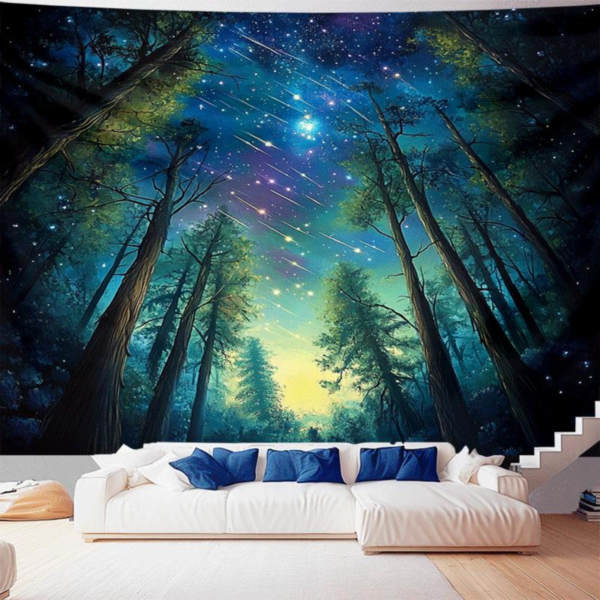 ผ้าแขวนผนังลายท้องฟ้าป่ากลางคื - Interior Design Landscape บทวิจารณ์และราคา