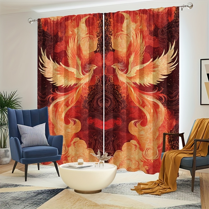 ผ้าม่านนกฟีนิกซ์สีแดงสดใสและสี - Interior Design Youtube บทวิจารณ์และราคา